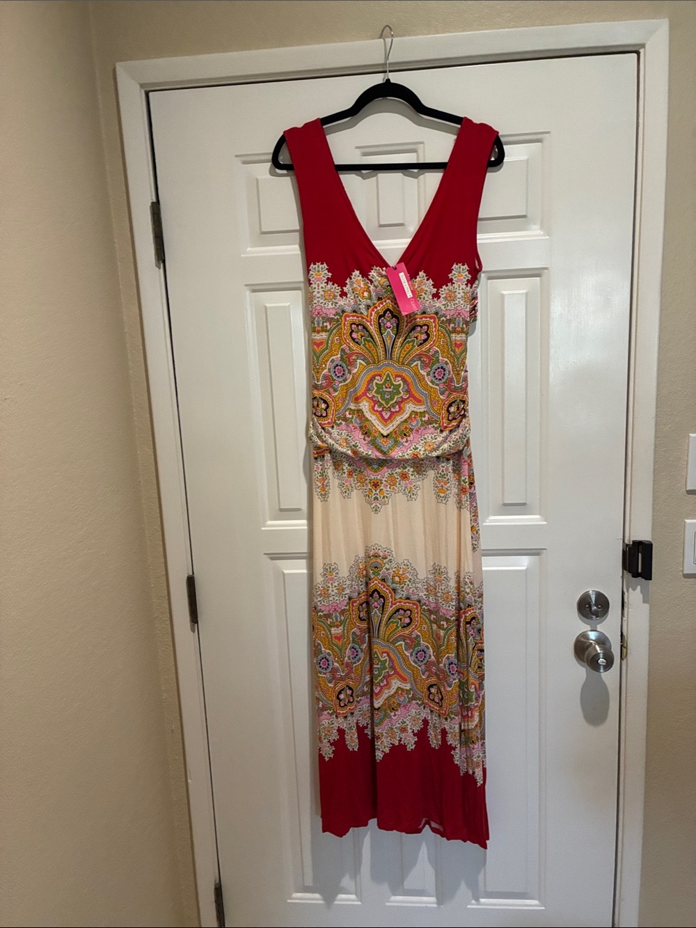 Anthologie Plenty by Tracy Reese Red & Cream Paisley V-Neck Maxi Dress